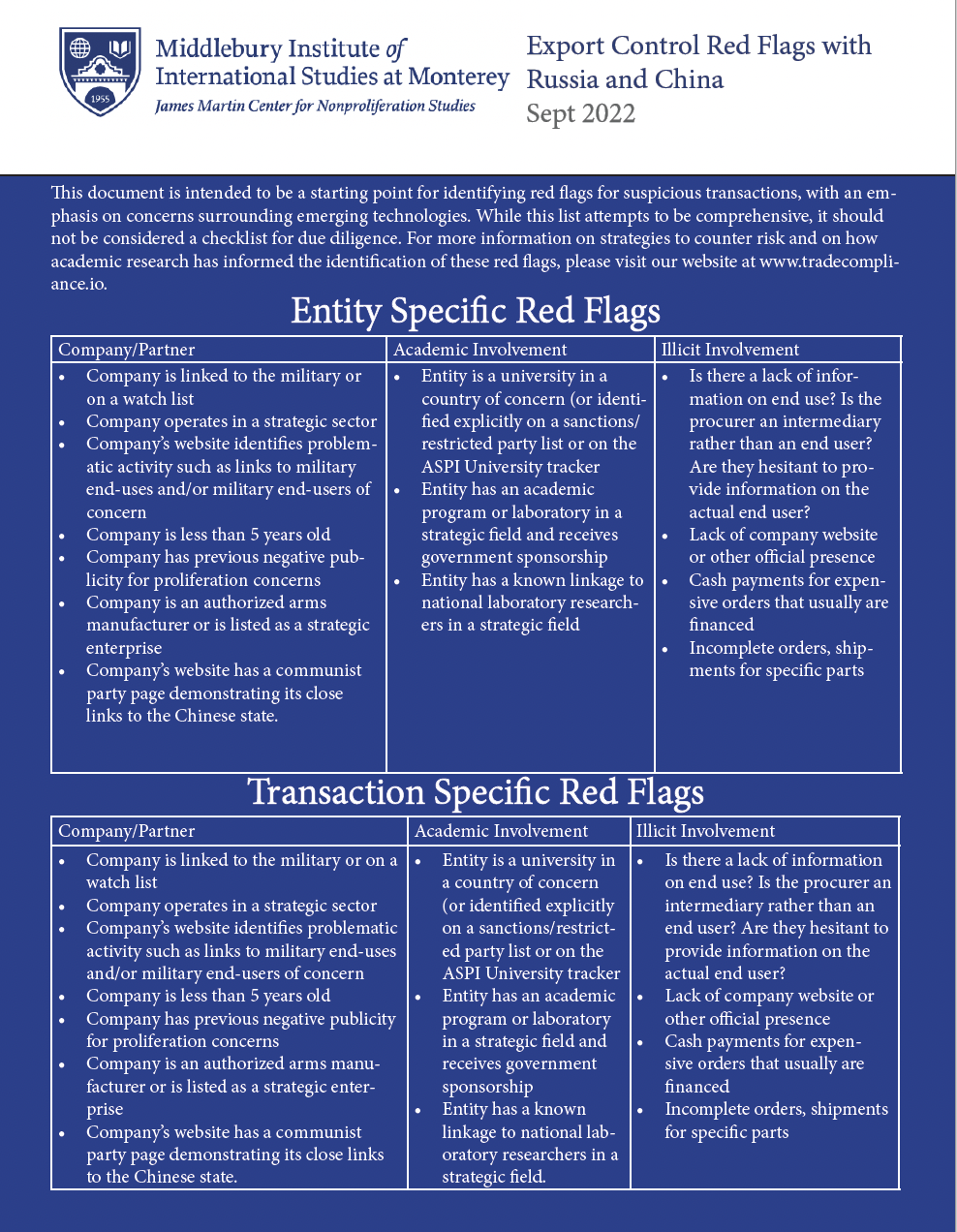 Red Flag Handout